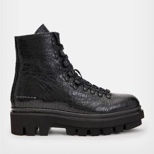 AllSaints Wanda Crocodile Leather Boots *Brand New, In Box*